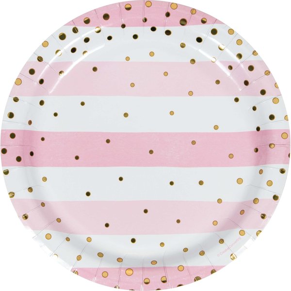 Creative Converting Pink and Gold Celebration Paper Plates, 9", 96PK 346282